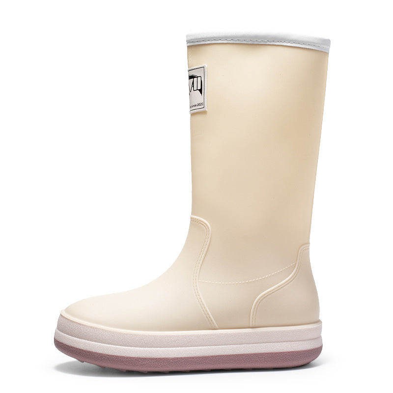 Women's Mid-Height Platform Rain Boots with Waterproof Full Rubber Construction Mune Fashion