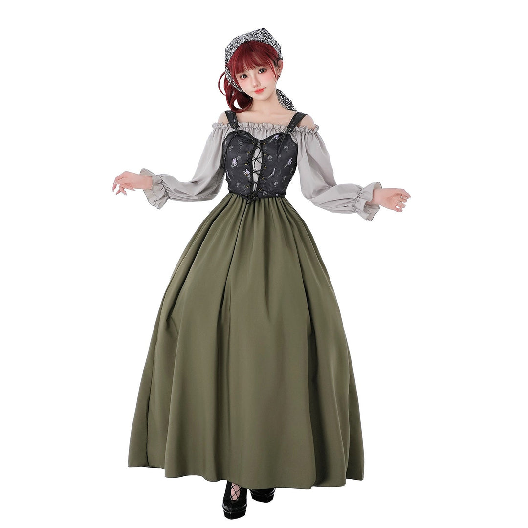 Women Vintage Party Dress with Romantic Ruffle Details and Puff Sleeves Mune Fashion