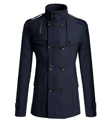 Men's short coat in navy-inspired double-breasted with tailored cut Mune Fashion