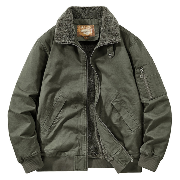 Men's teddy-lined pilot bomber jacket with sherpa lining and arm pocket Mune Fashion