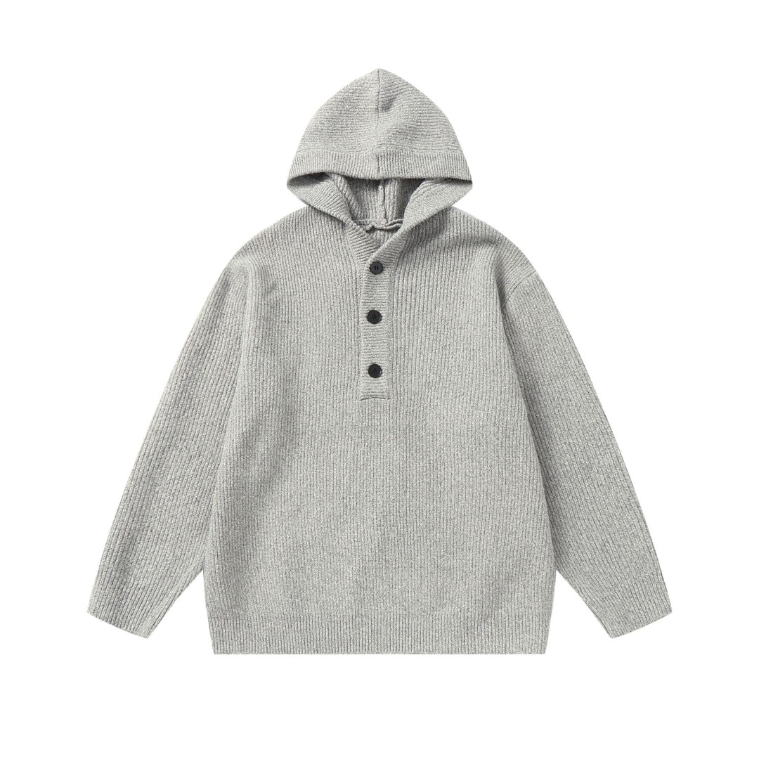 Unisex Ribbed Knit Hoodie with Half-Placket and Oversized Fit Mune Fashion