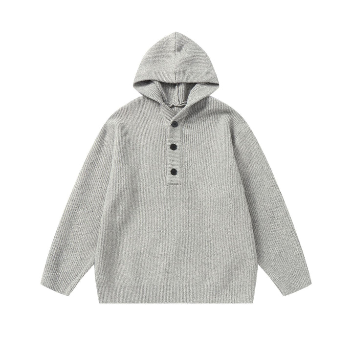 Unisex Ribbed Knit Hoodie with Half-Placket and Oversized Fit Mune Fashion