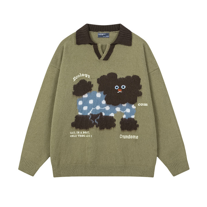 Ladies Fashionable Chunky Knit Sweater with Animal Motif Mune Fashion