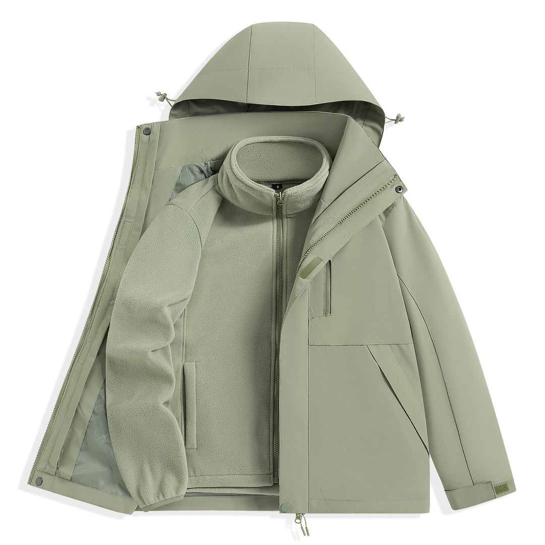 Men's two-layer outdoor parka with removable fleece inner jacket and hood Mune Fashion