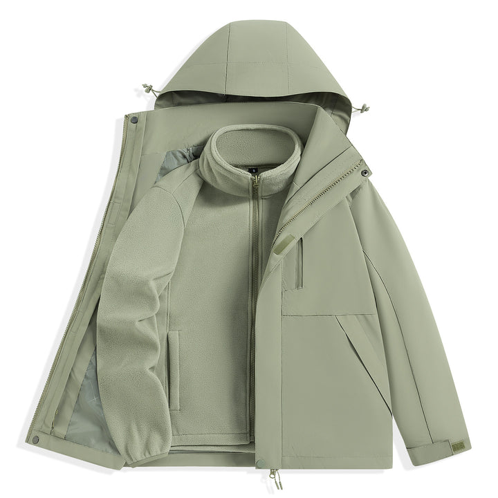 Men's two-layer outdoor parka with removable fleece inner jacket and hood Mune Fashion