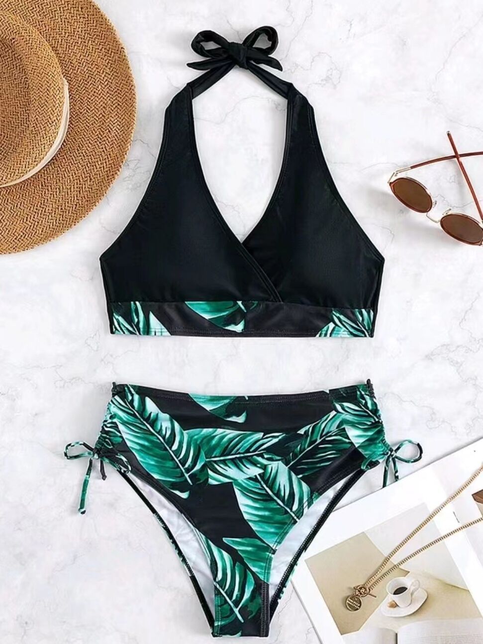 Women's bikini set with sophisticated wrap top and adjustable side Mune Fashion