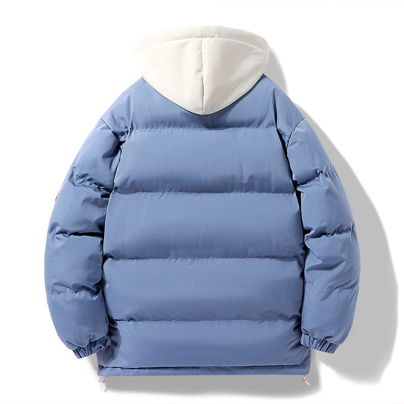Men's padded puffer jacket with contrasting hood, windproof outer shell, and drawstring Mune Fashion