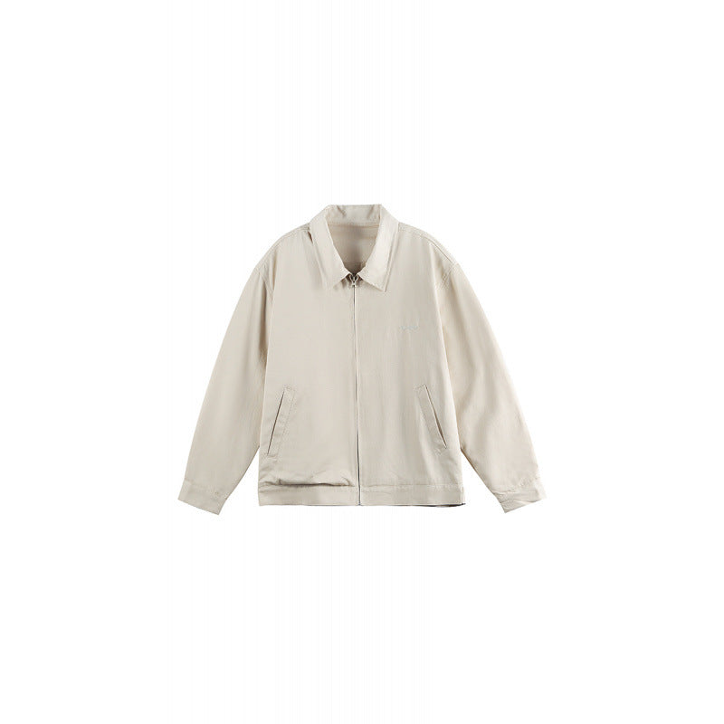 Men's Lightweight Boxy Transitional Jacket with Shirt Collar and Concealed Zipper Mune Fashion
