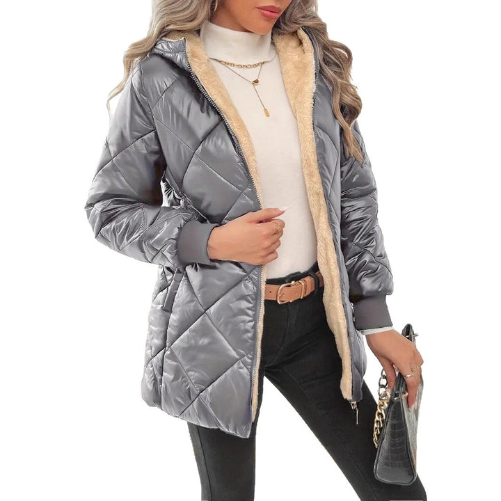 Women's quilted jacket with teddy lining and hood Mune Fashion