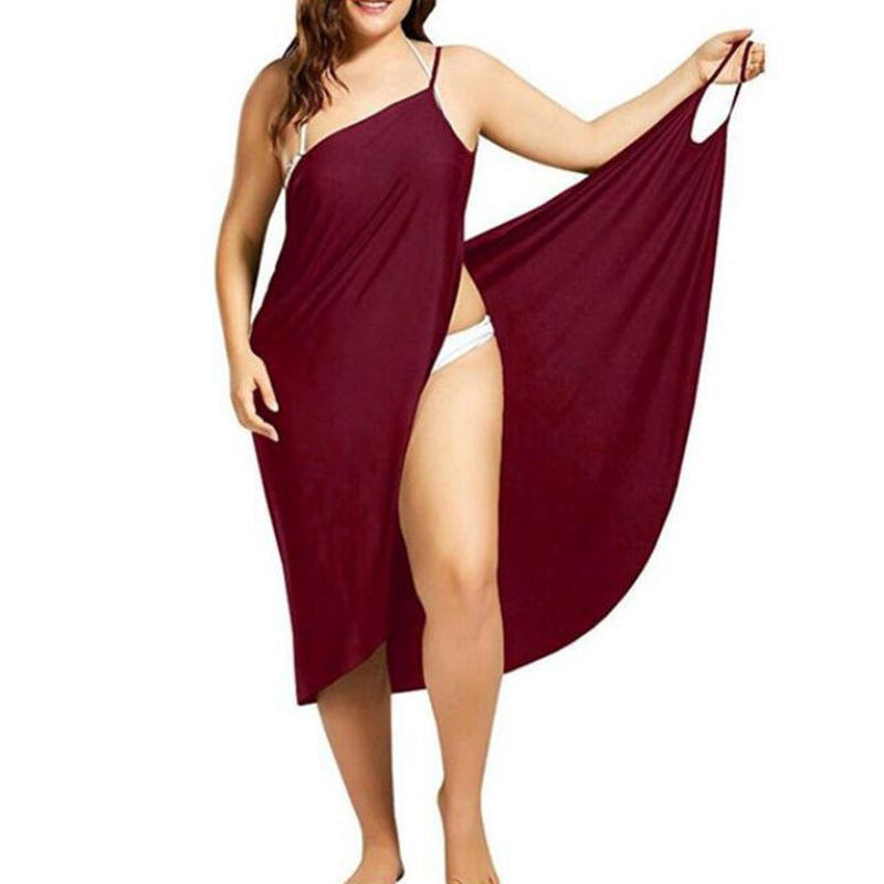 Women's nan versatile beach pareo wrap dress with spaghetti straps and asymmetrical hem Mune Fashion