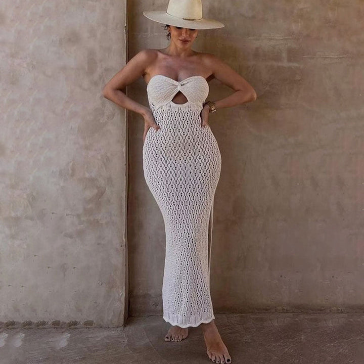 Women crocheted maxi dress with open back part Mune Fashion