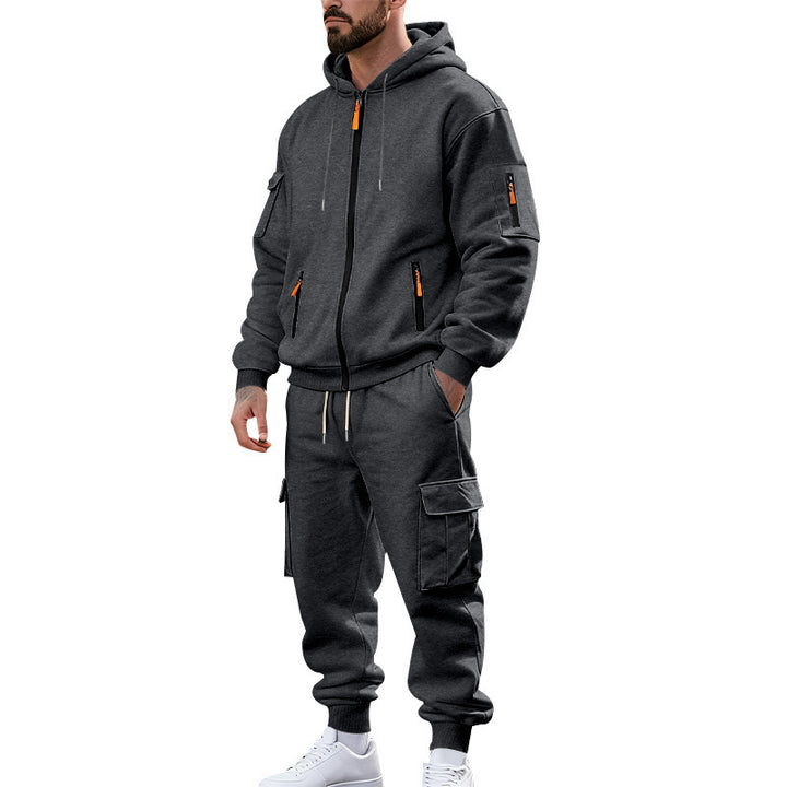 Men's nano urban functional cargo sweat set with hoodie, zippered pockets, and tapered cargo jogger Mune Fashion