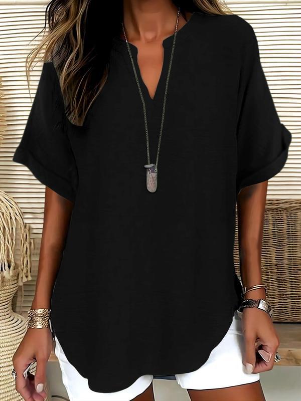 Ladies casual tunic with V-neck and wide-cut sleeves Mune Fashion