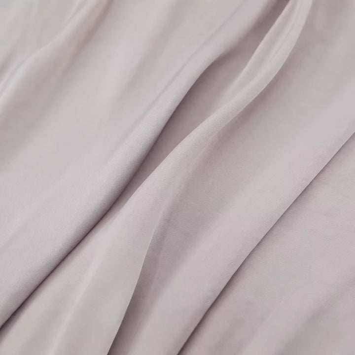 Women's Silk-like Pullover Blouse with Ties and Balloon Sleeves Mune Fashion