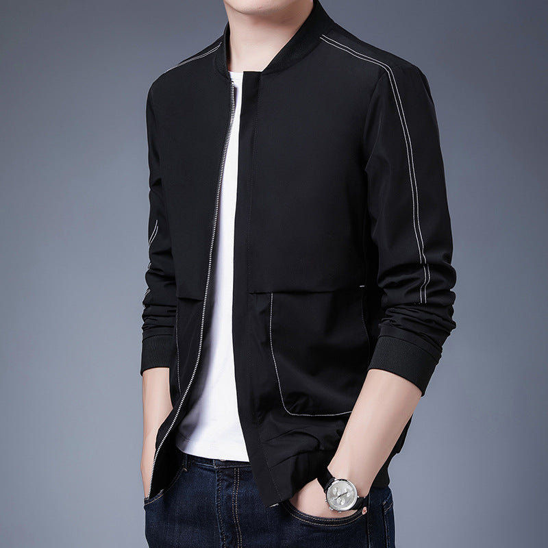 Men's lightweight bomber jacket with contrast seams, zipper and ribbed cuffs Mune Fashion