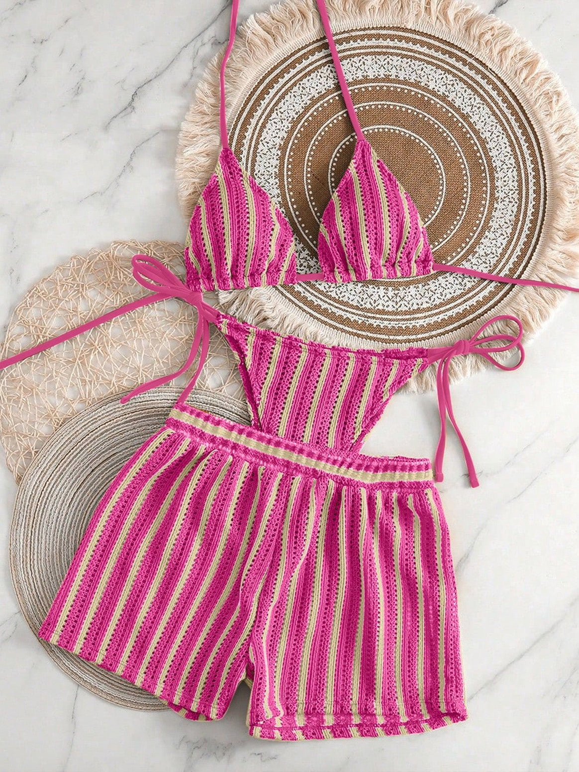 Women's bikini set with gathered top and high-waisted shorts Mune Fashion