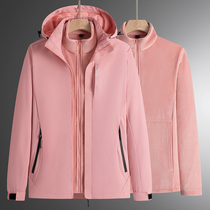 Men's modular softshell parka with removable fleece inner jacket, windproof outer shell and adjustable hood Mune Fashion