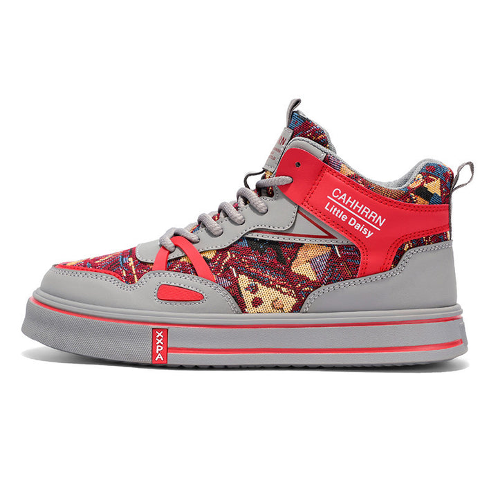 Women’s fashionable high-top platform sneaker with woven tapestry pattern, padded ankle collar and cushioning EVA sole Mune Fashion
