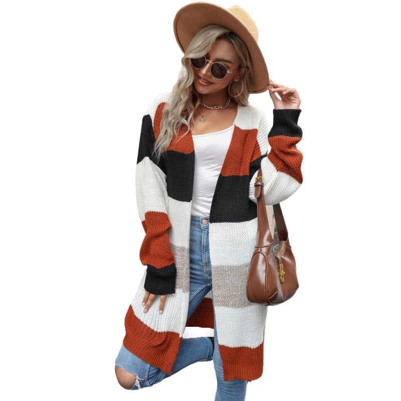 Women's cardigan with block-colored stripes Mune Fashion
