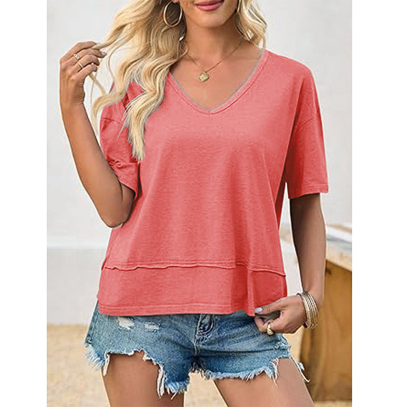 Women's Casual V-Neck Oversized T-Shirt Mune Fashion