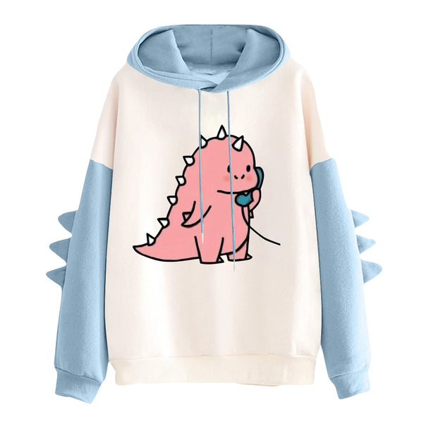 Women's hooded sweatshirt with cute frog motif, kangaroo pocket and voluminous sleeve appliqués Mune Fashion