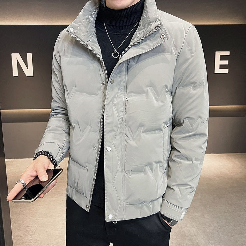 Men's short-cut quilted thermal jacket with stand-up collar and concealed zipper Mune Fashion