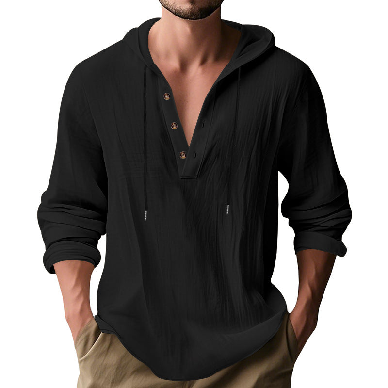 Men's casual hoodie with button placket and slim fit Mune Fashion