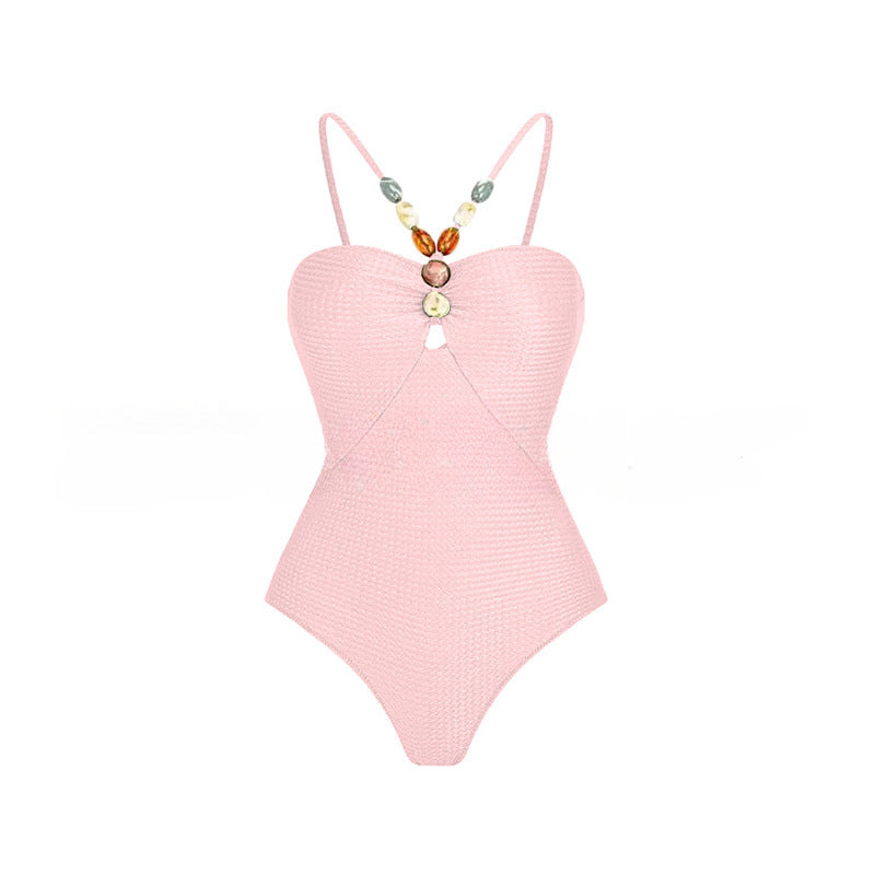 Women's One-Piece Swimsuit with Fashionable Jewelry Details Mune Fashion