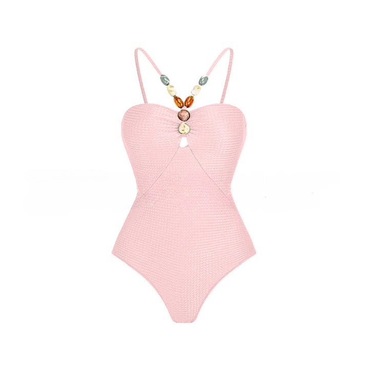 Women's One-Piece Swimsuit with Fashionable Jewelry Details Mune Fashion