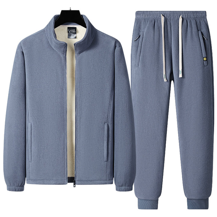 Men's three-piece fleece set with padded vest, stand-up collar jacket, and joggers Mune Fashion
