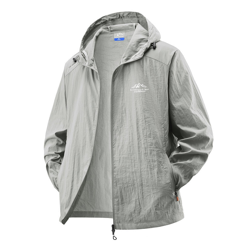 Men's Lightweight Windbreaker Jacket with Adjustable Hood