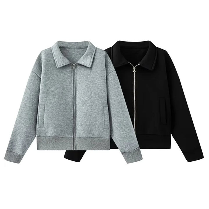 Ladies casual sweatshirt jacket with full zip and shawl collar Mune Fashion