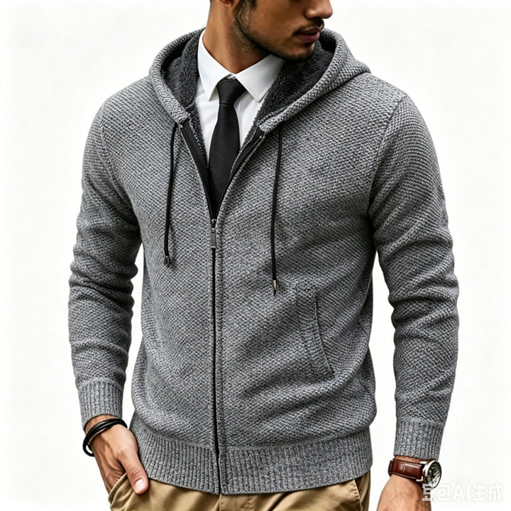Men's Hoodie Cardigan with Teddy Lining and Full Zip Mune Fashion