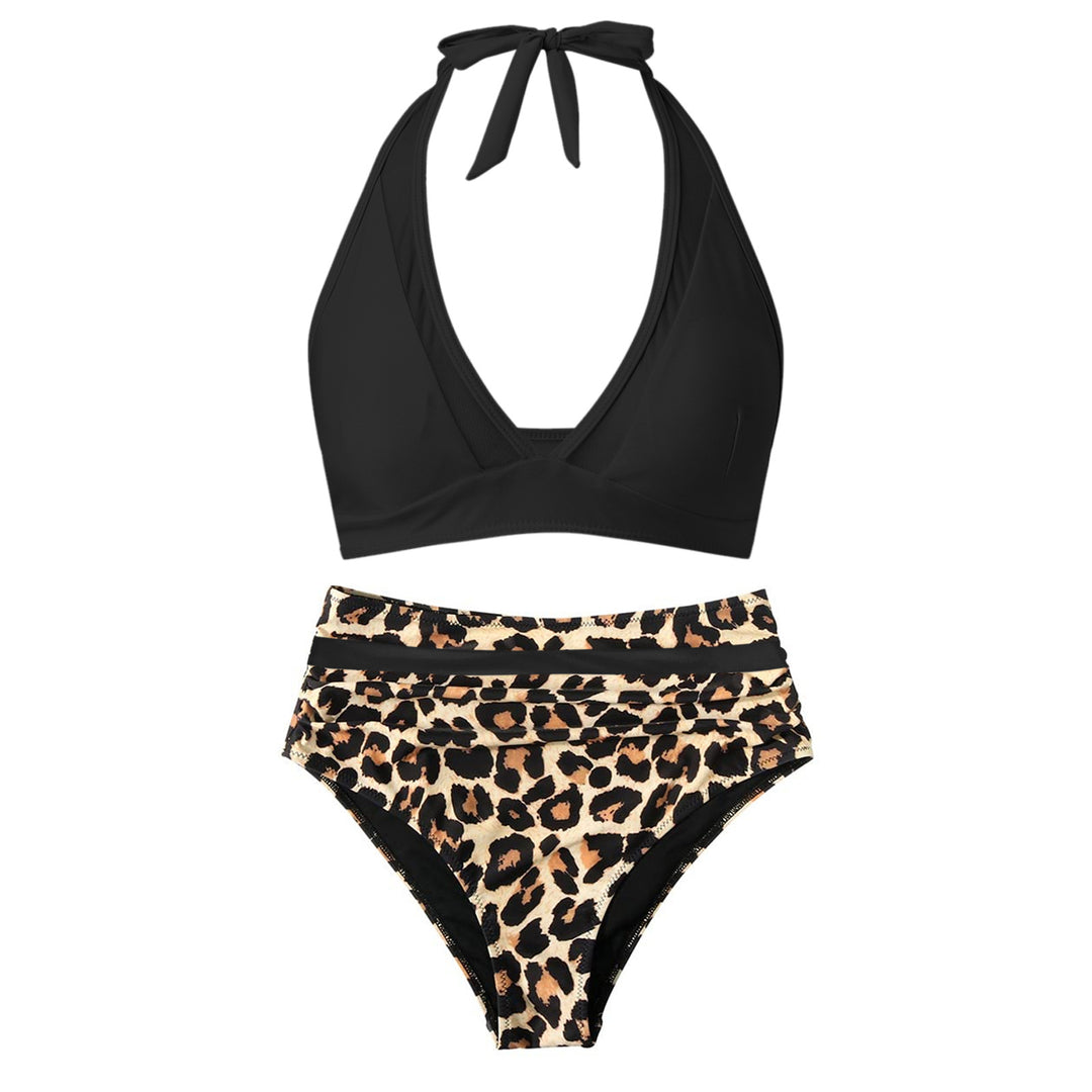 Women's High-Waisted Swimwear Set with Stylish Halter Top Mune Fashion
