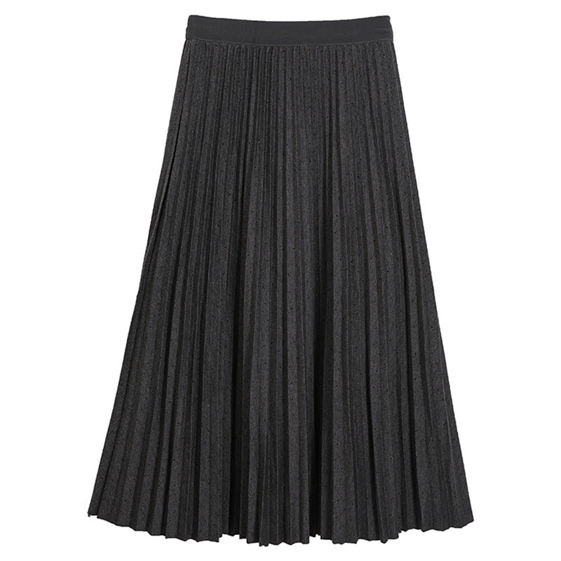 Women's pleated midi skirt with smocked waistband and fine dot pattern Mune Fashion