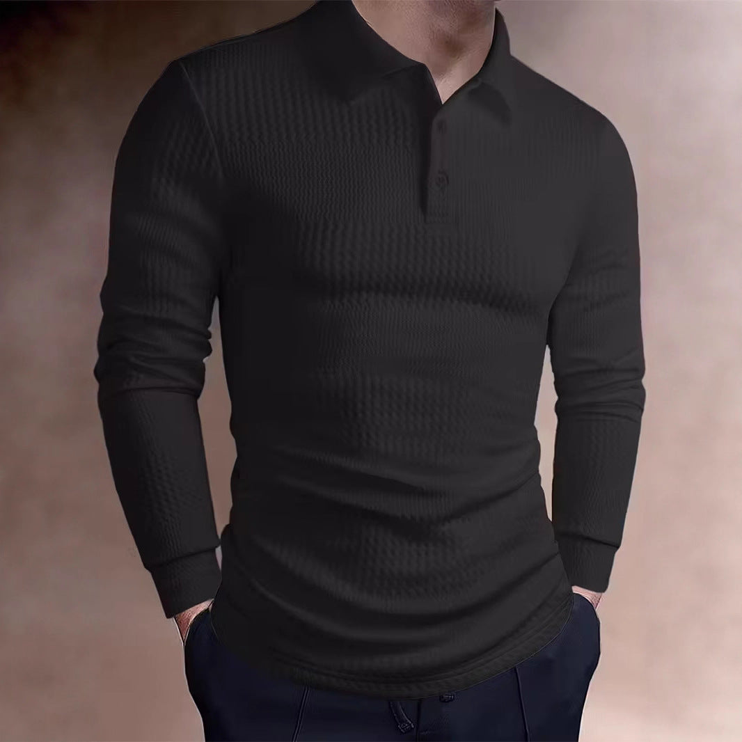 Men's tailored waffle knit polo shirt with classic polo collar Mune Fashion