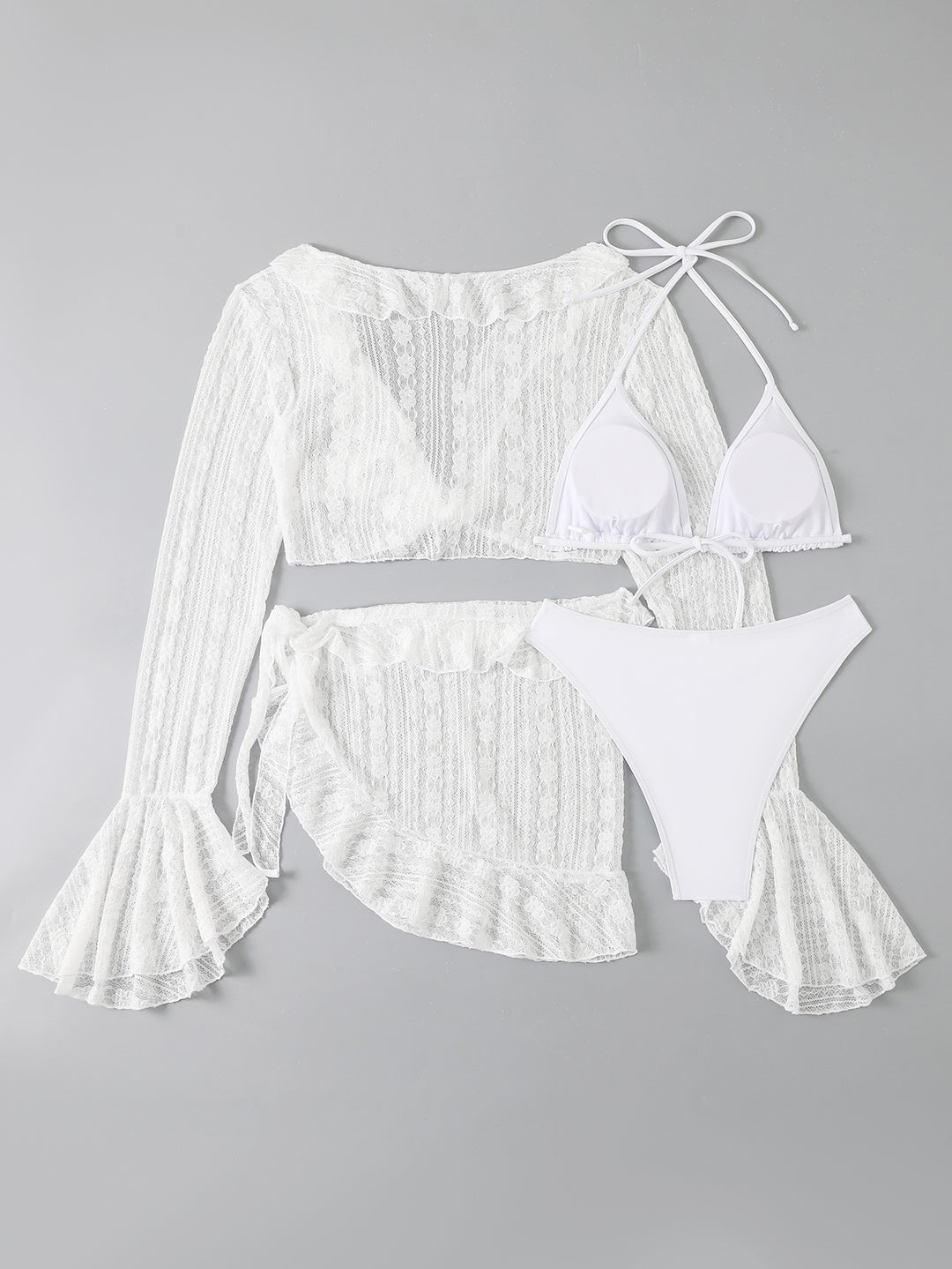 Women's two-piece swimsuit set with seductive lace top and high-waisted pants Mune Fashion
