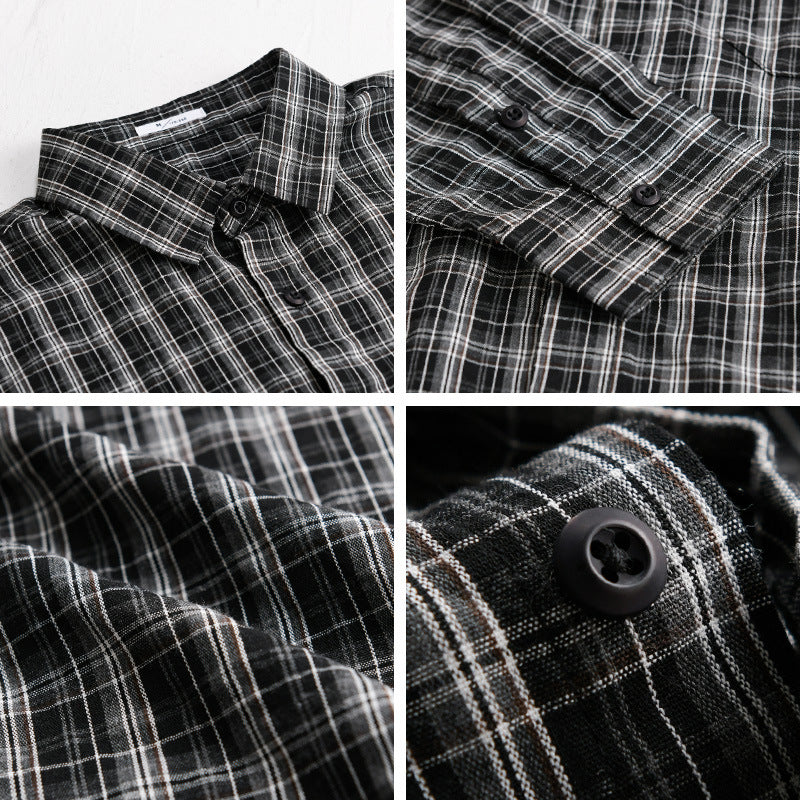 Men Brushed Check Layering Shirt made of Cotton Flannel with Patch Chest Pocket and Rounded Hem Mune Fashion