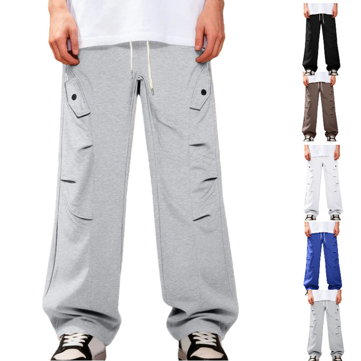 Men's Oversize Cargo Pants in Utility Streetwear Look with Drawstrings and Flap Pockets Mune Fashion