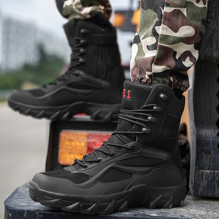 Men's Tactical High-Top Combat Boots with Robust Trail Tread Sole Mune Fashion