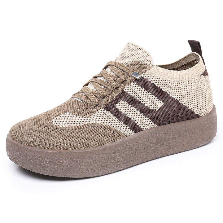 Women’s knitted slip-on platform sneakers with elastic sock shaft, decorative stripe, and cushioning EVA lightweight sole Mune Fashion