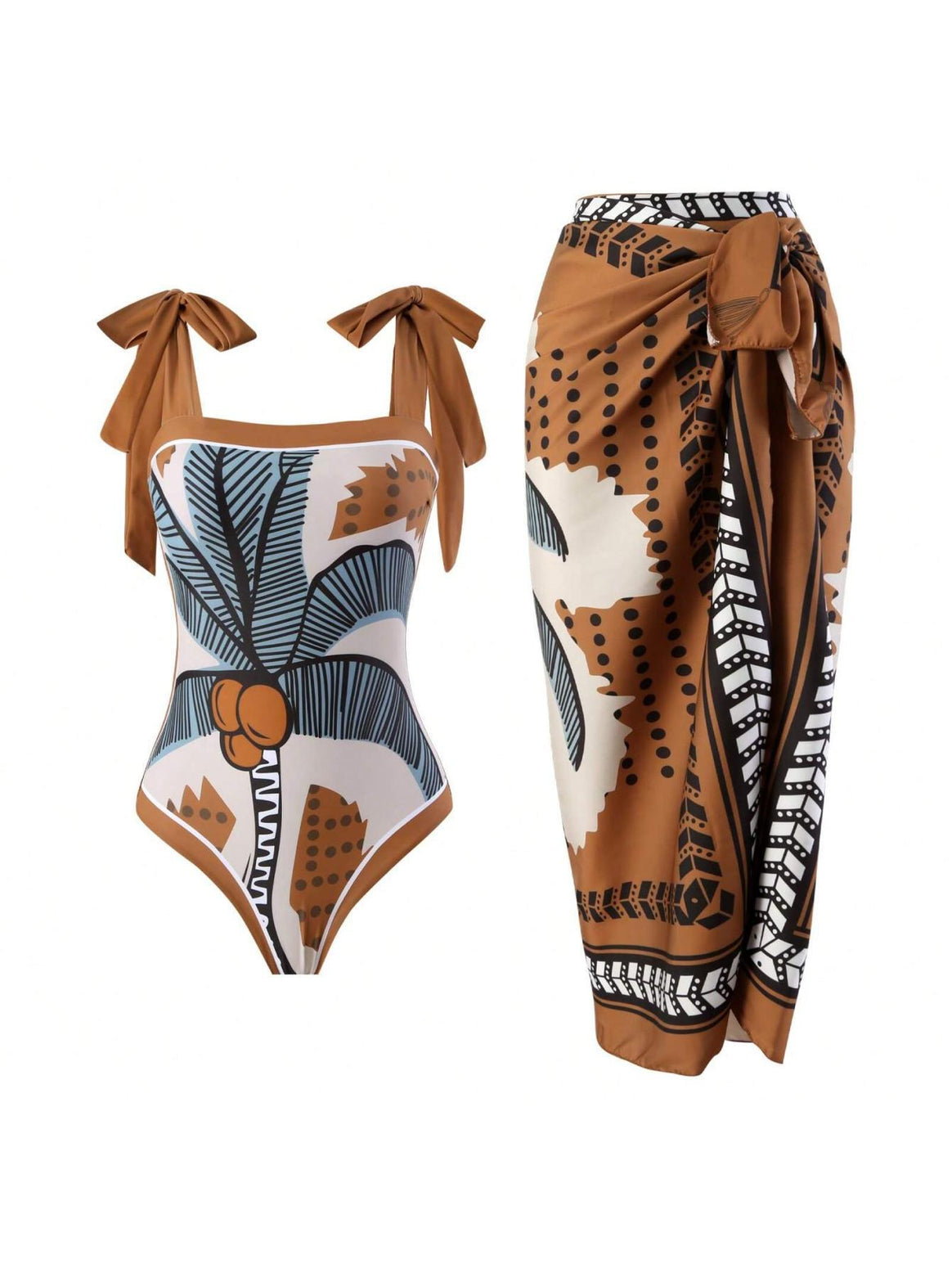 Women Elegant Swimsuit with Floral Accents and Fashionable Wrap Skirt Mune Fashion