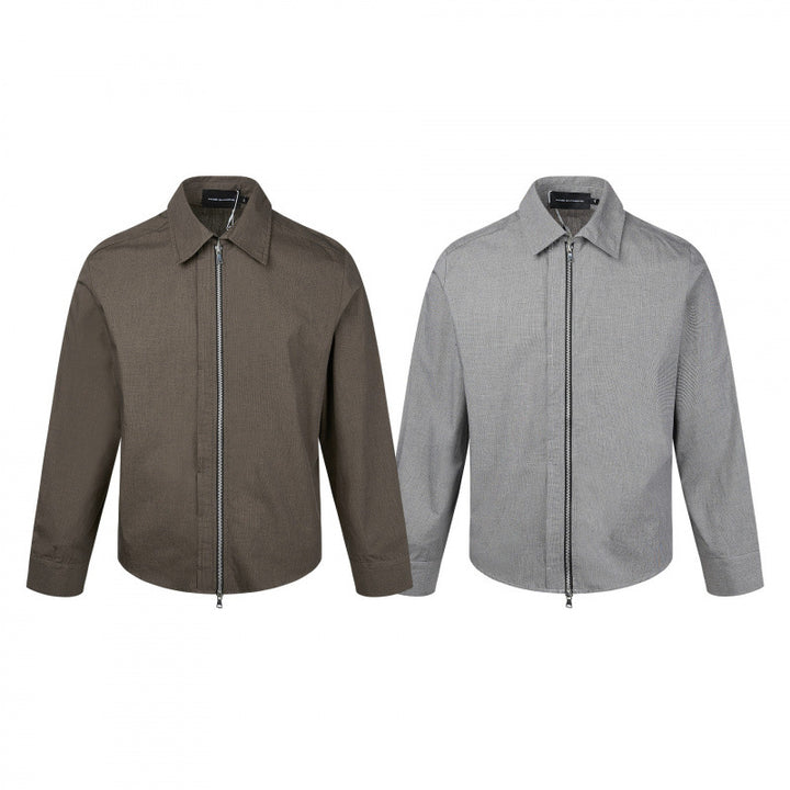 Men's Boxy Shirt Jacket with Two-Way Metal Zipper and Fine Structure Quality Mune Fashion