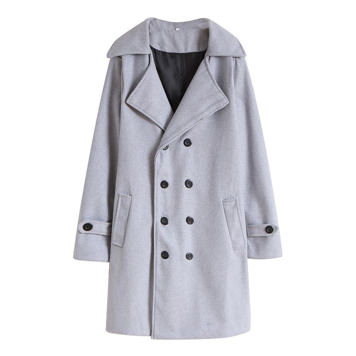 Men's tailored double-breasted trench coat made of wool blend with classic lapels and back vent Mune Fashion