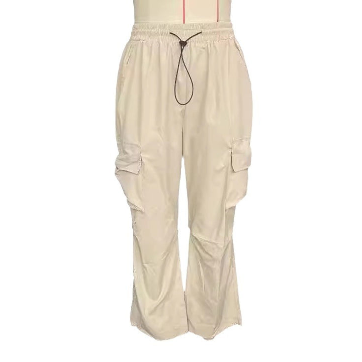 Women's loose cargo pants with wide legs, elastic waistband, and multifunctional side pockets Mune Fashion