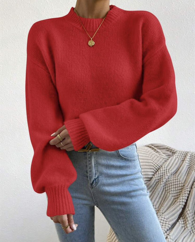 Women’s Oversized Fine Knit Sweater with Suggested Mohair Effect and Extended Ribbed Cuffs Mune Fashion