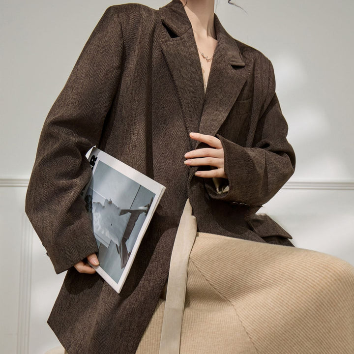 Women's Elegant and Versatile Blazer with Waist Belt Mune Fashion
