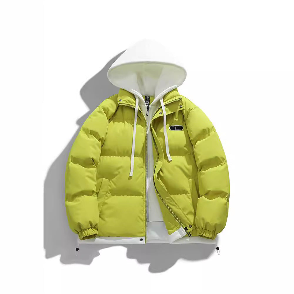 Men's Two-Layer Quilted Jacket with Removable Fleece Hood and Thermal Insulation Mune Fashion