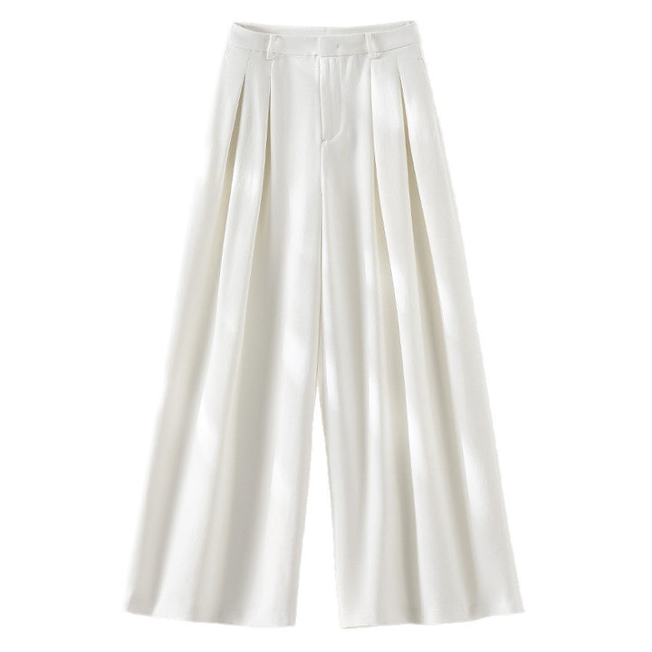 Women High-waisted Palazzo Pants with Tuck Pleats and Flowing Crepe Quality Mune Fashion
