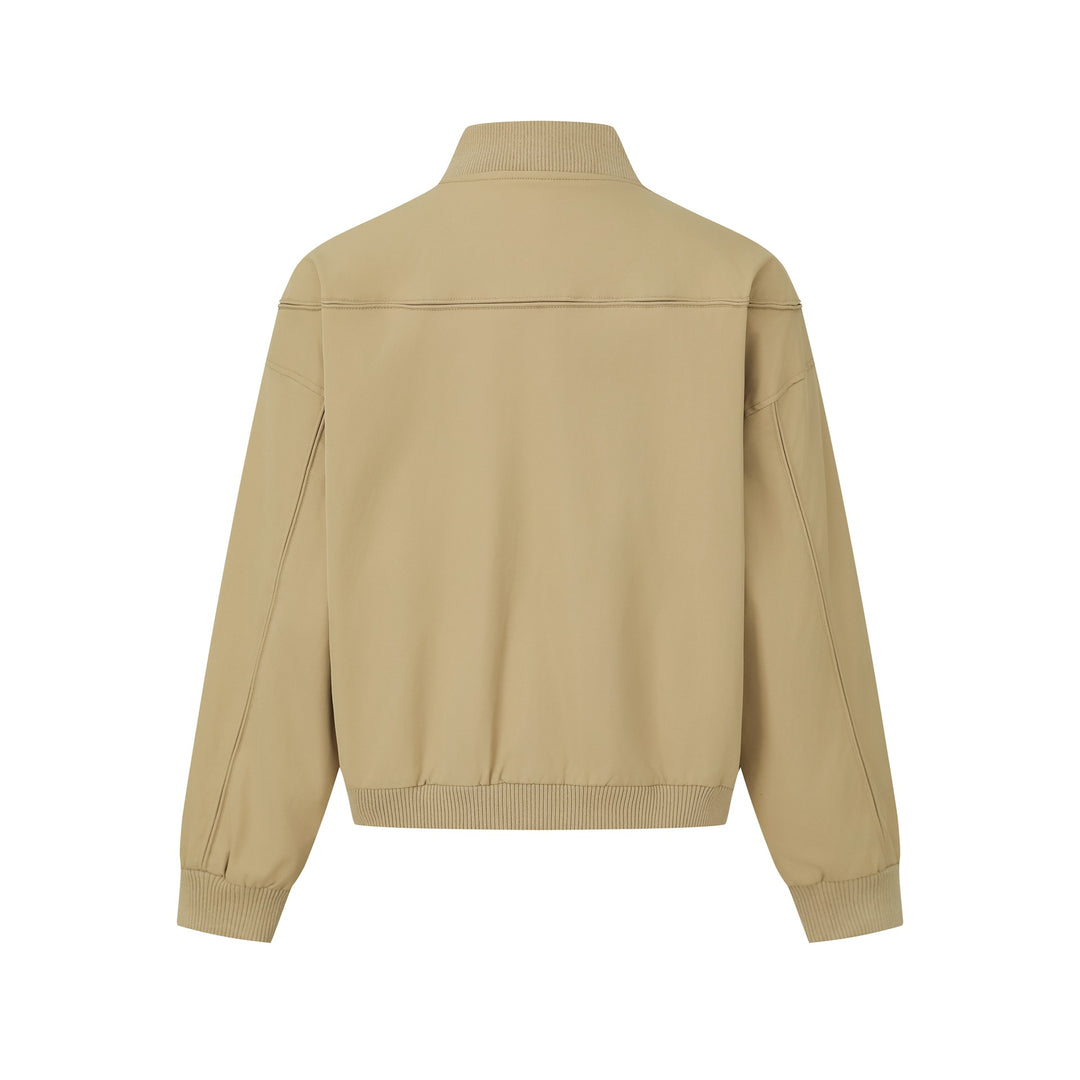 Unisex Short Cut Boxy Blouson with High Ribbed Collar, Concealed Button Placket and Elastic Waistband Mune Fashion